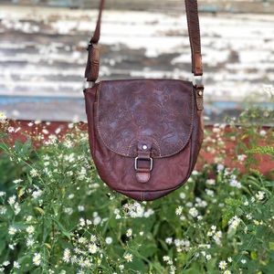 Floral pressed leather purse